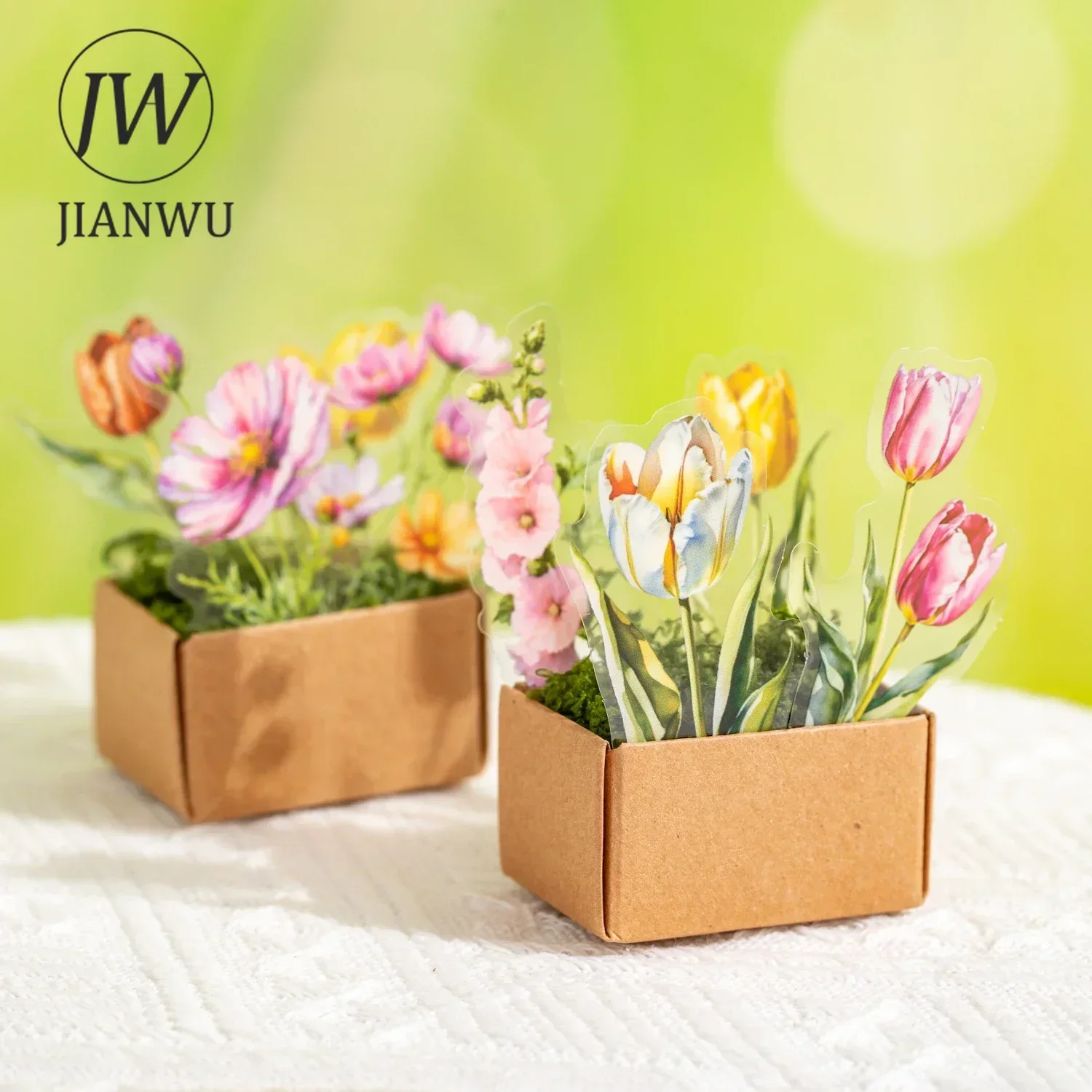 JIANWU Flower Season Series Vintage Plant Floral Landscaping Material Collage PET Sticker Creative DIY Journal Stationery