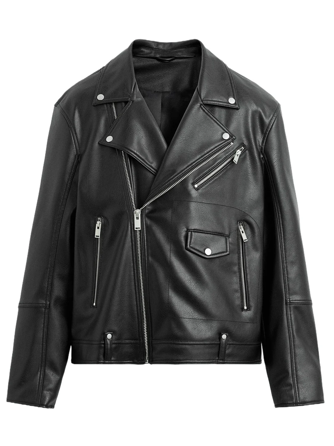 

Faionable American Sle Men's Motorcycle Jaet Leather Coat Loose Fit New Arrival Autumn Season Casual Wear Long Sve Z...