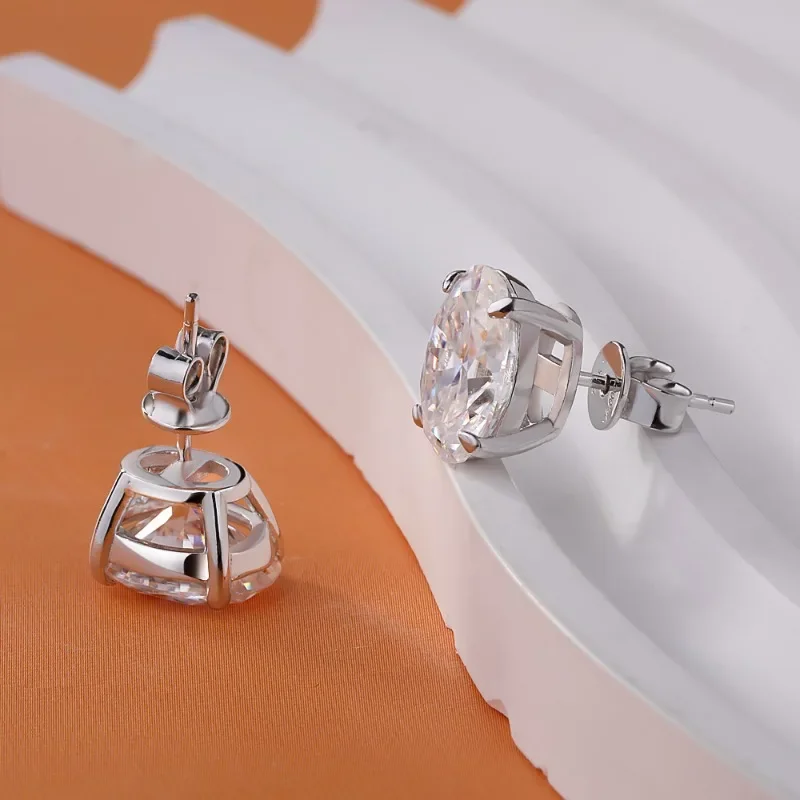 Anting Stud Moissanite Potongan Oval 1-4ct Perak Murni S925 Warna D VVS1 Anting Berlian untuk Wanita Pria Perhiasan Mewah Hadiah Pesta