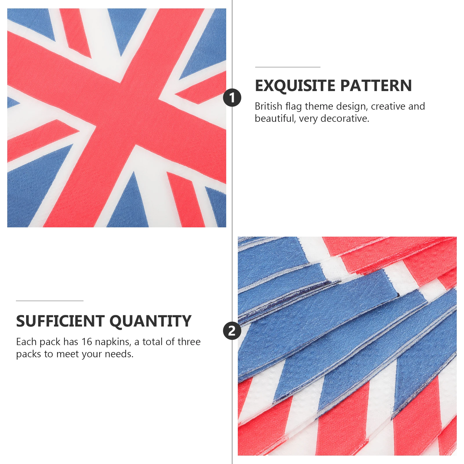 3 قطعة 3 أكياس ورق زينة منديل الاتحاد جاك نمط العلم البريطاني الطباعة لوازم الحفلات عيد ميلاد عشاء التخرج الحدث