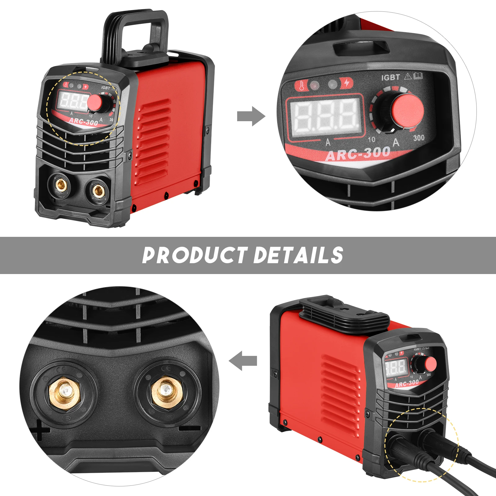 300A 6000W ARC MMA Welding Machine LCD Display Intelligent IGBT Inverter Welder Wedling for Alloy Steel Iron Metals 2.5mm Rods