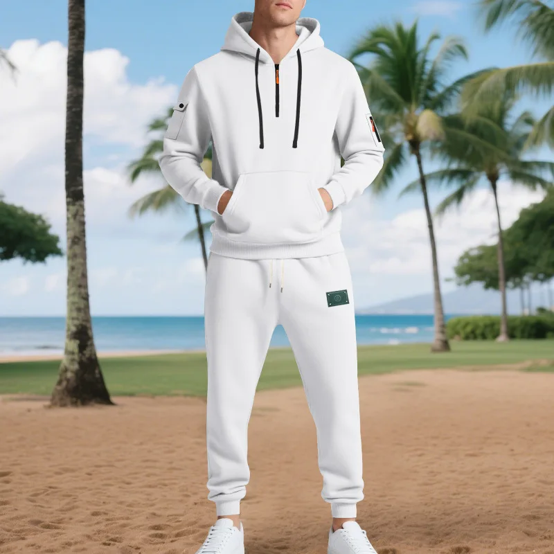 New Loose Velvet Men's Winter Suit Heavy Commuter Casual Workwear Trendy Sweatshirt Suit