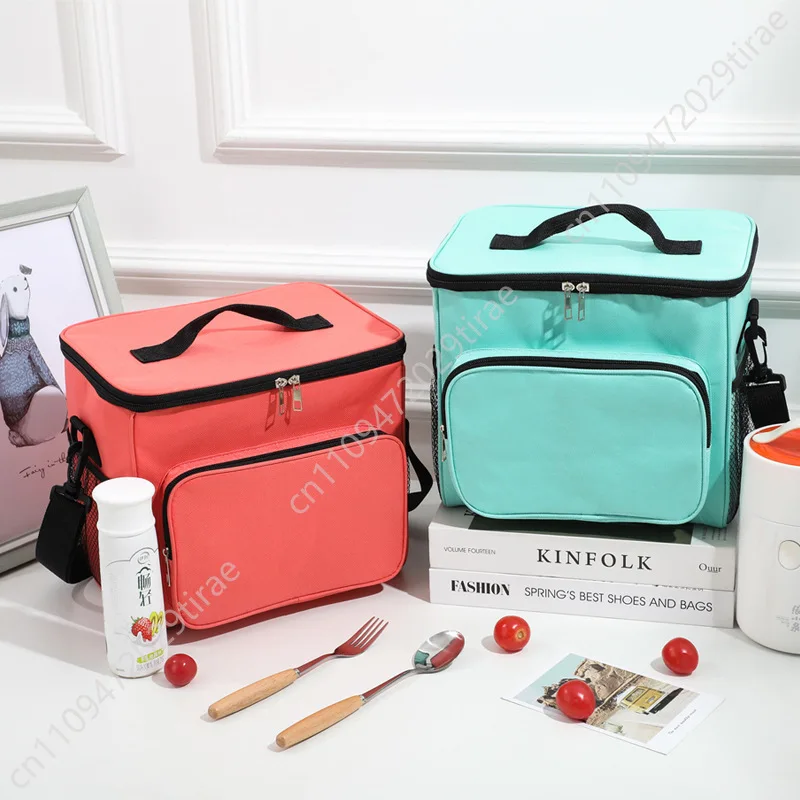Tas Bento Tebal Kain Oxford Tas Insulasi Portabel Kapasitas Besar Tas Bahu Piknik Luar Ruangan Tas Makan Siang Pelajar