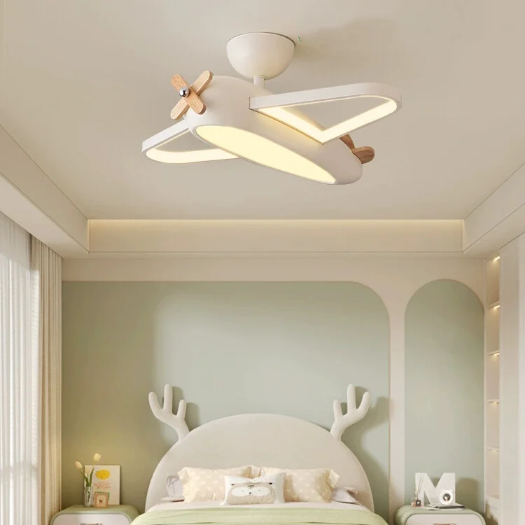 Luces de avión, luces de habitación para niños, luces de dormitorio para niños y niñas, luces de techo de succión de viento color crema, luces de dibujos animados
