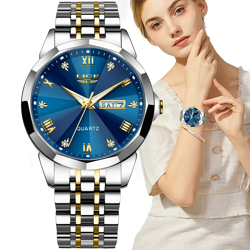 LIGE 2024 New Fashion Week Date Watch Women Sport Military Women's Quartz Wristwatches Top Brand Luxury Waterproof Watch Ladies