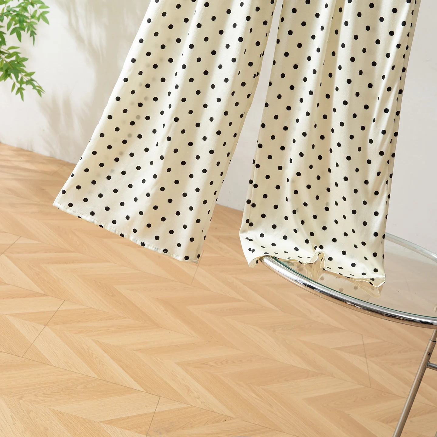 Winsleter-93% حرير 7% سباندكس بنطال أنيق، طباعة نقطة الخصر المرنة، سراويل كاجوال نسائية متعددة الاستخدامات، شتاء 2025 جديد B5D310CC #3