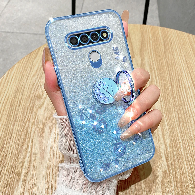 Luxury Glitter Shiny Diamond Ring Holder Case For LG Stylo 6 Stylo6 Soft TPU Back Cover Phone Cases