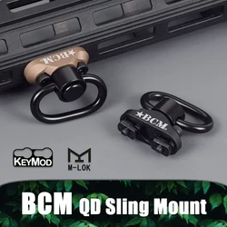 Adaptador de montaje táctico de Metal BCM QD Sling Stud, Base de montaje M-LOK Keymod, hebilla de correa giratoria, botón de liberación rápida, accesorios