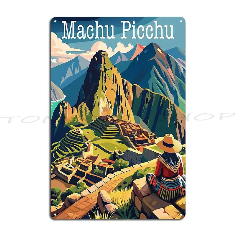 Machu Picchu Peru Metal Plaque Club Create Party Wall Decor Designing Tin Sign Poster