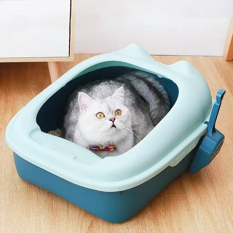 

Semi-enclosed Litter Box Cat Litter Box Cat Toilet Pet Supplies High Side Splash Proof Large