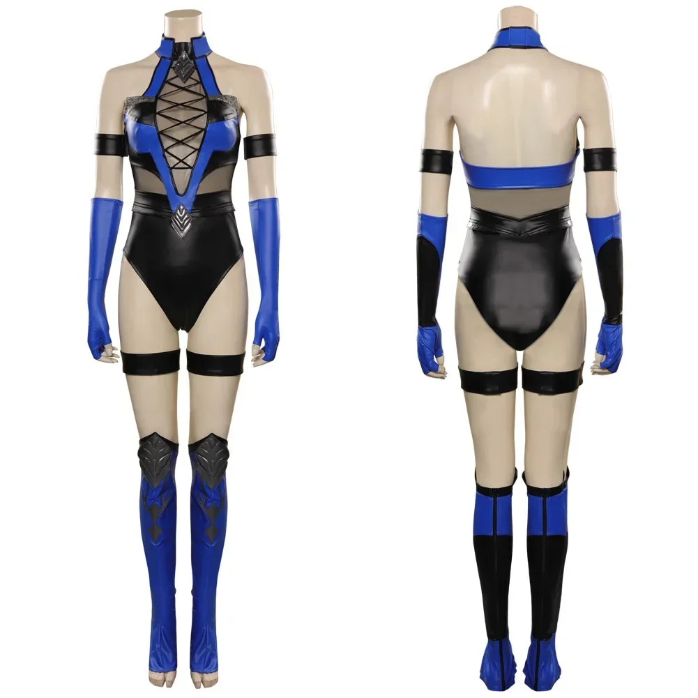 Mortal Kombat Pakaian Setelan Karnaval Cosplay Women Kids Dress Full Set Kitana Fight Outfit with Headdress Halloween Costume