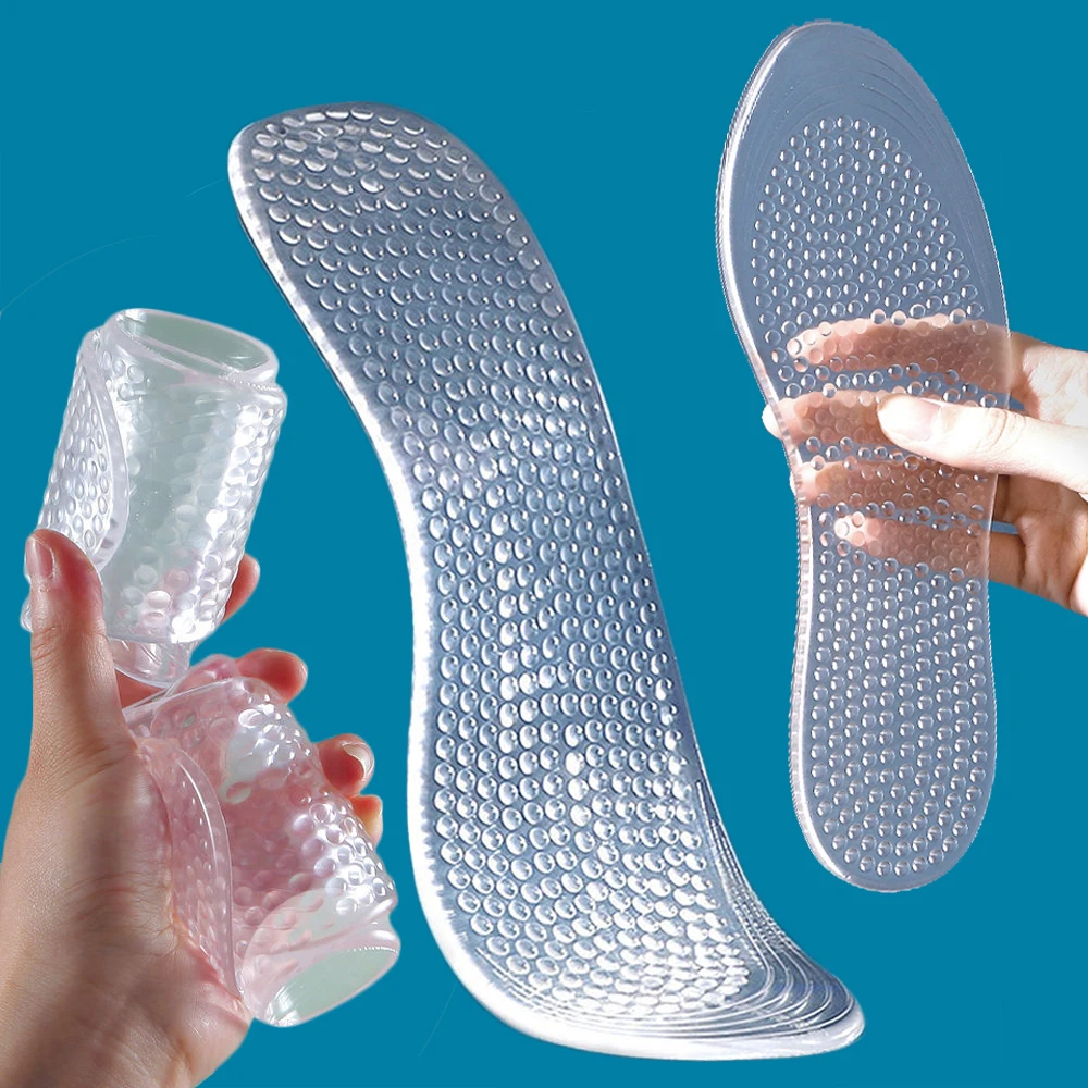 Silicone Gel Insoles for Shoes Men Women Inserts Heel Spur Plantar Fascitis Insoles for Feet Acupressure Massage Shoe Sole Pads