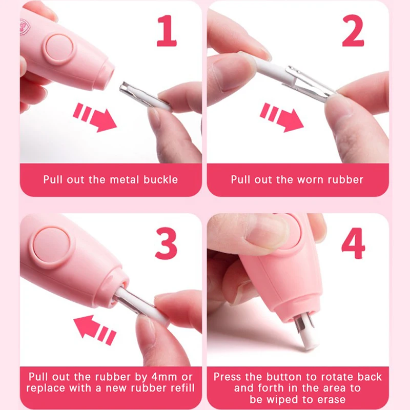 Electric Eraser Pencil Drawing Cute Kneaded Erasers Kids Students Kawaii School Office Supplies Stationery Pencil Eraser Refill