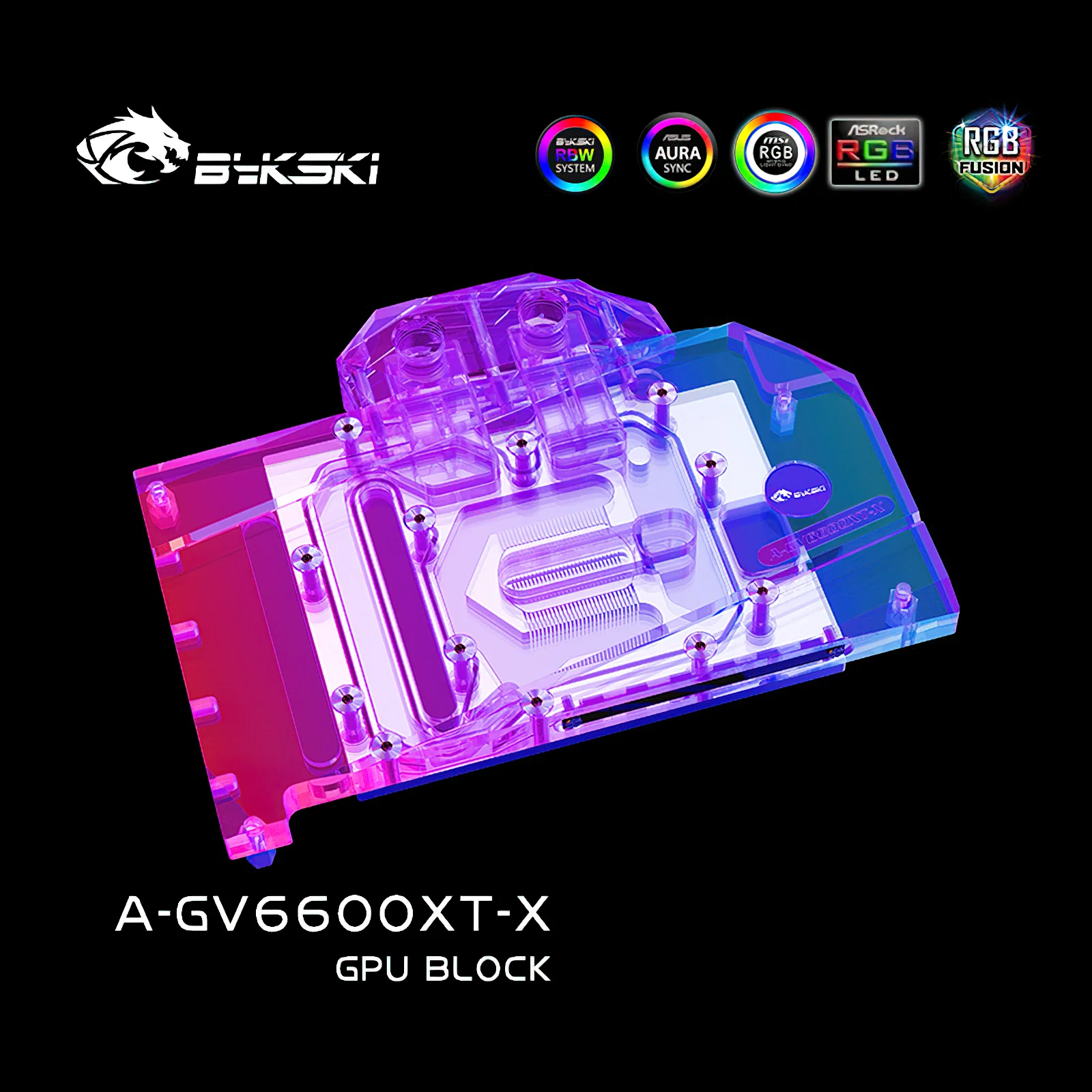 Bykski Full Cover RGB GPU Блок водяного охлаждения Кулер для GIGA RX6600XT EAGLE A-GV6600XT-X