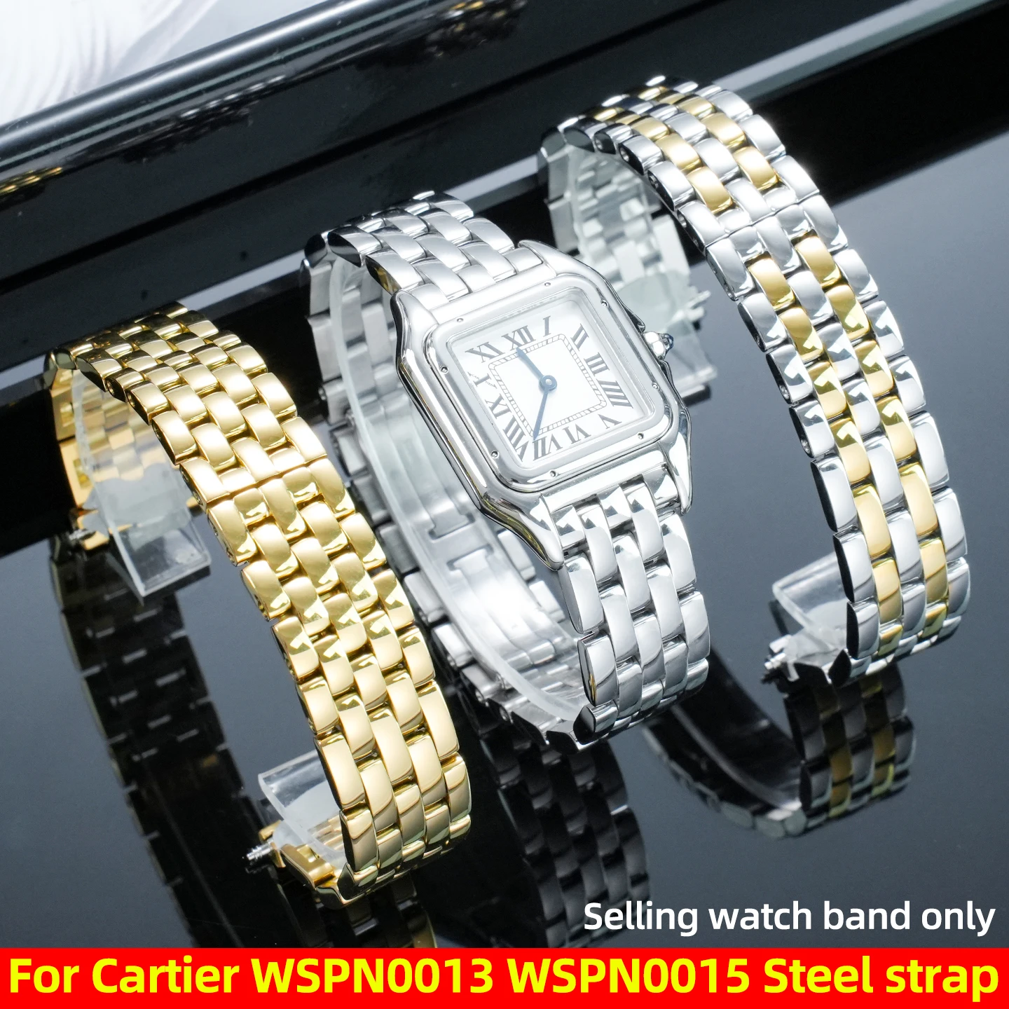 

Ремешок для часов Cartier Panthère, роскошный ремешок WSPN0013 WSPN0015 WSPN0012, сменный ремешок из нержавеющей стали, металлический браслет 15 мм 18 мм
