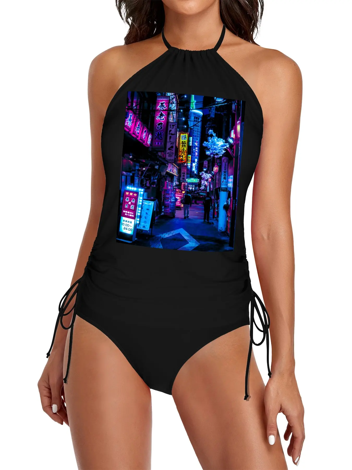 

Blue Tokyo Alleys Split Swimsuit Set swimwear bikini swimsuit woman Luxury swimsuit