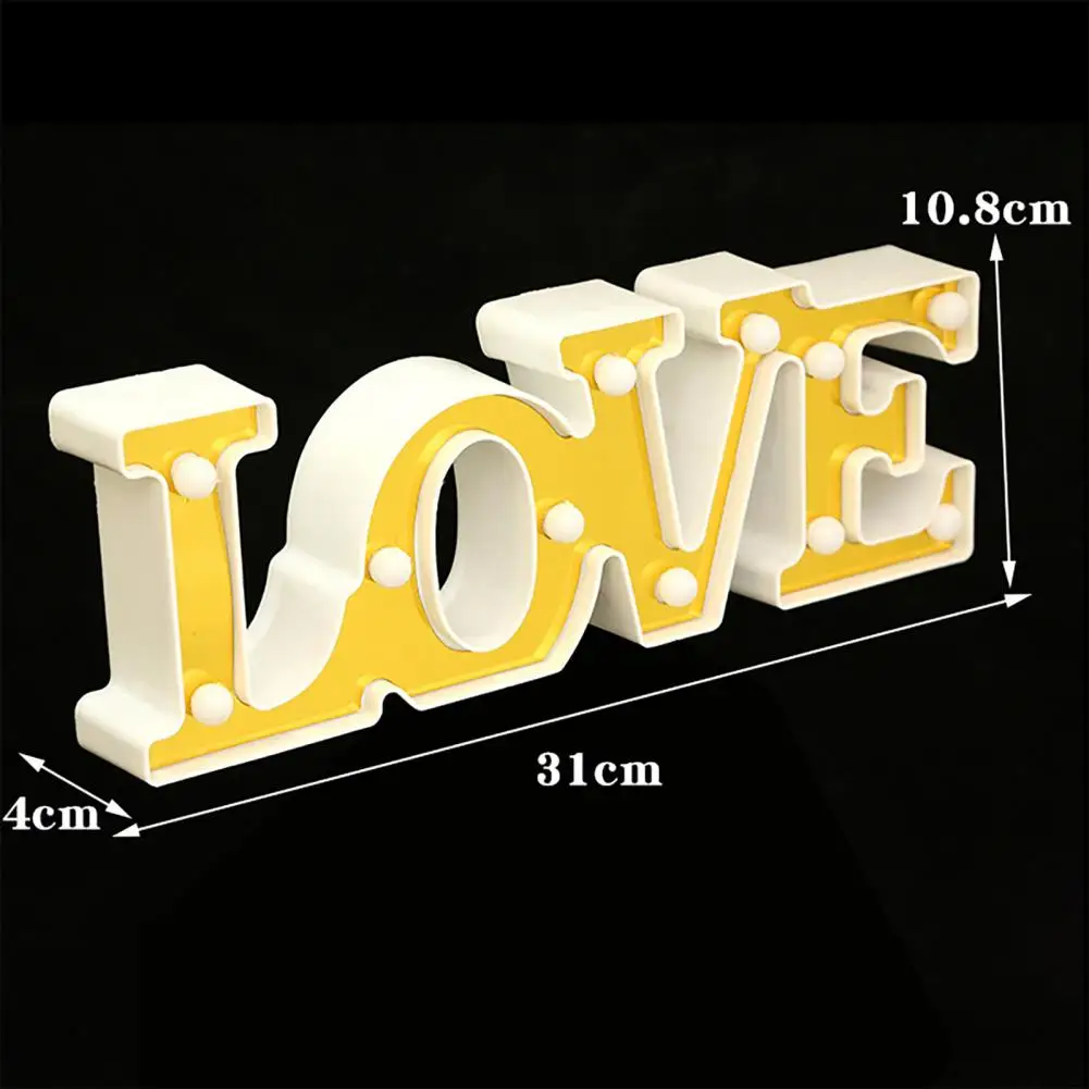 Excellent English Alphabet Light High Brightness Sweet Atmosphere Eye-catching Love Shape Letter Decorative Lamp