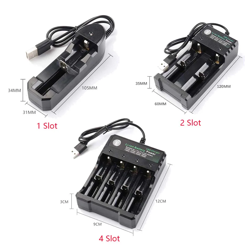 USB Lithium 18650 Battery Charger 14500 16340 16650 14650 18350 18650 Smart Lithium 4.2V 18650 Batteries Portable Power Chargers