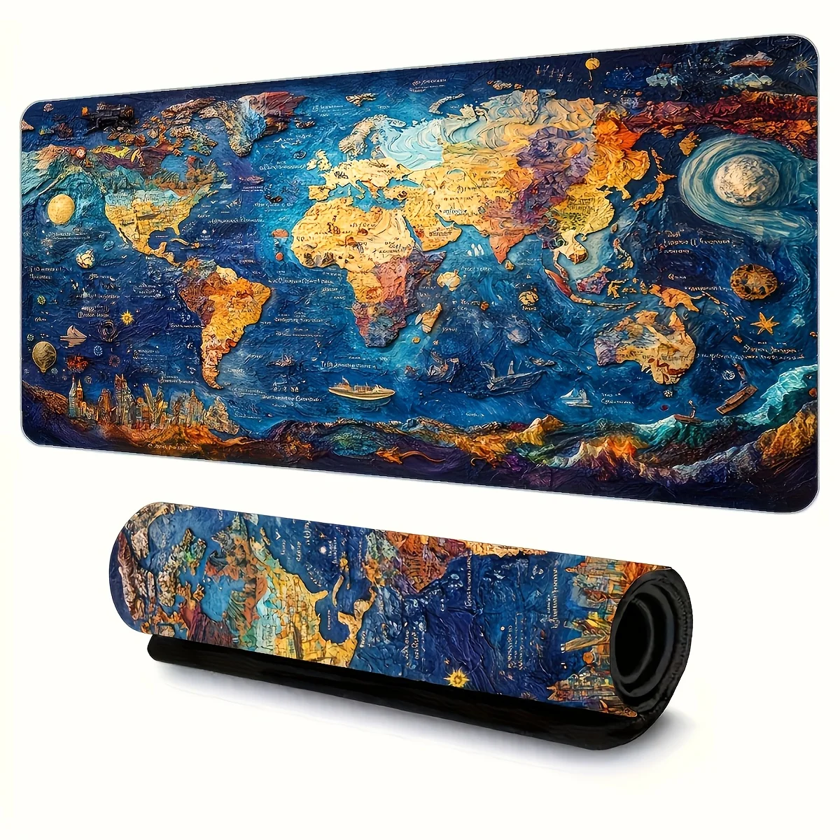 1PC Large Mouse Pad 1PC Large Playmat Mouse Pad Fantasy Color World Map Keyboard Pad, Bright Design, Stylish and Durable Soft