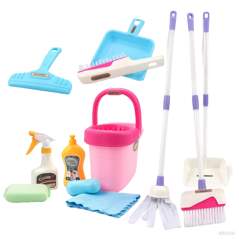 

Набор для уборки для детей, 12 предметов: совок, метла, ведро, швабра. Игровой набор для мальчиков и девочек.