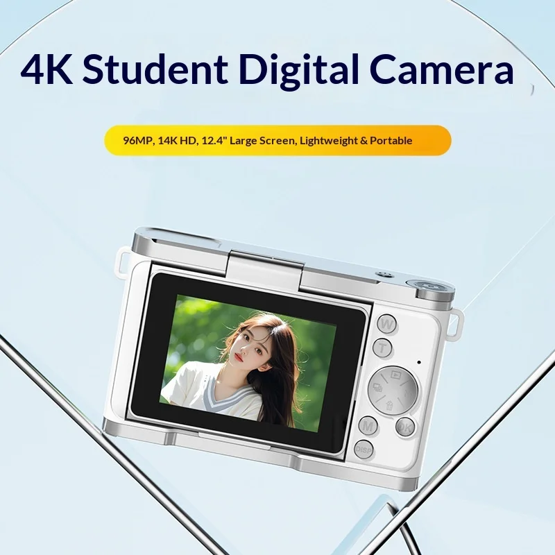 Digital Camera 4k Ultra Hd 9600w Pixel 16x Zoom 180 Flip Screen Retro Ccd Selfie Vlogging Camera For Beginners Campus Use