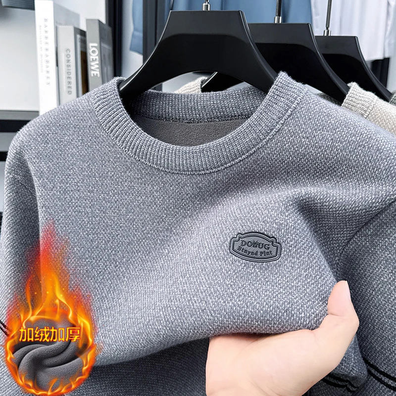 

Men's Sweater with Thick Velvet for Winter Warmth, Men's Top, Knitted Sweater, Base Layer, One-piece Velvet