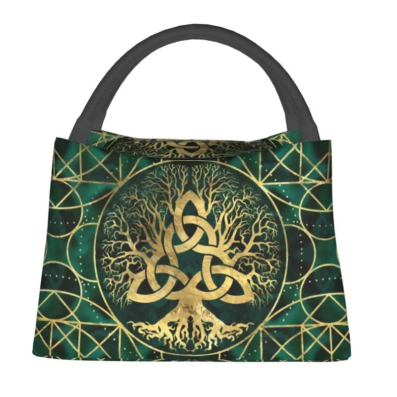 Tree Of Life With Triquetra Insulated Lunch Bag for Work Office Vikings Leakproof Cooler Thermal Lunch Box Women