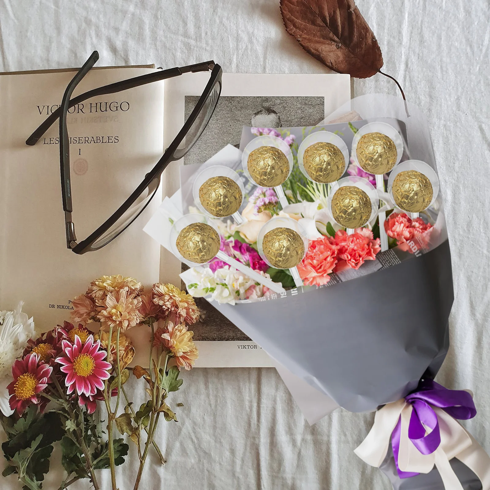 

100Pcs Plastic Chocolate Bouquet Support Holder Fixed Base Wedding Candy Flower Bouquet DIY Chocolate Ball Holder
