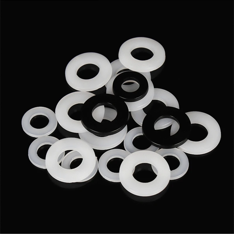 White Black Nylon Plastic Flat Washer M2 M2.5 M3 M4 M5 M6 M8 M10 M12 M14 M16 M18 M20 M22 M24 Insulation Seals Spacer Gasket Ring