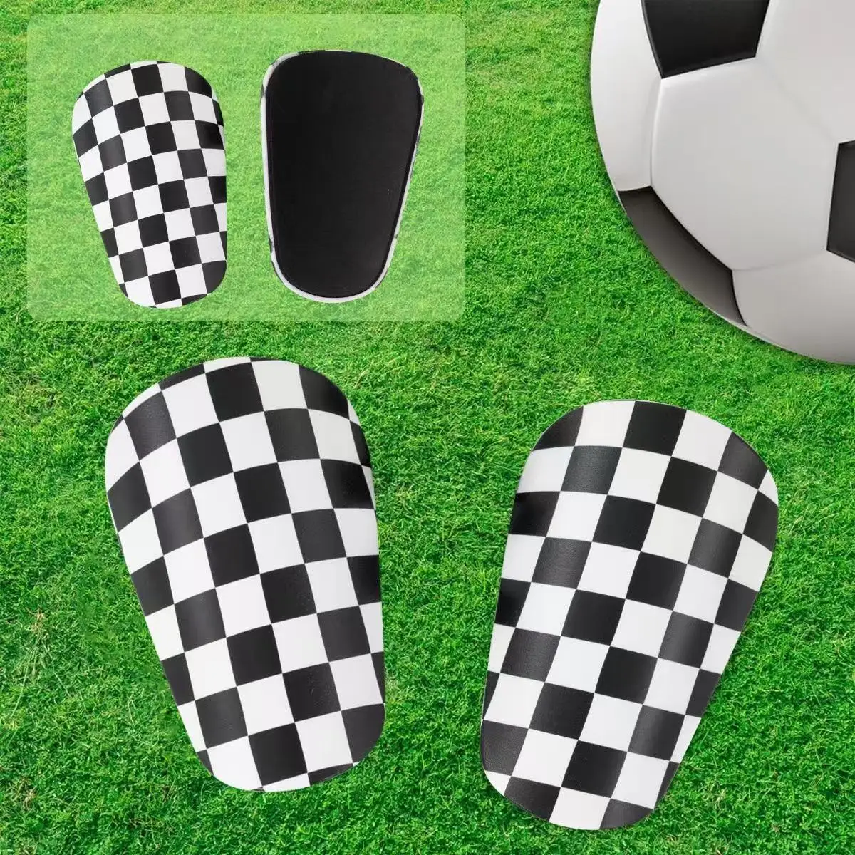 1 Paar Mini-Fußball-Schienbeinschoner - Ultrakleine Schutzausrüstung für Männer & Frauen, Blau-Weißes Rissiges Eis-Design, PET-Material