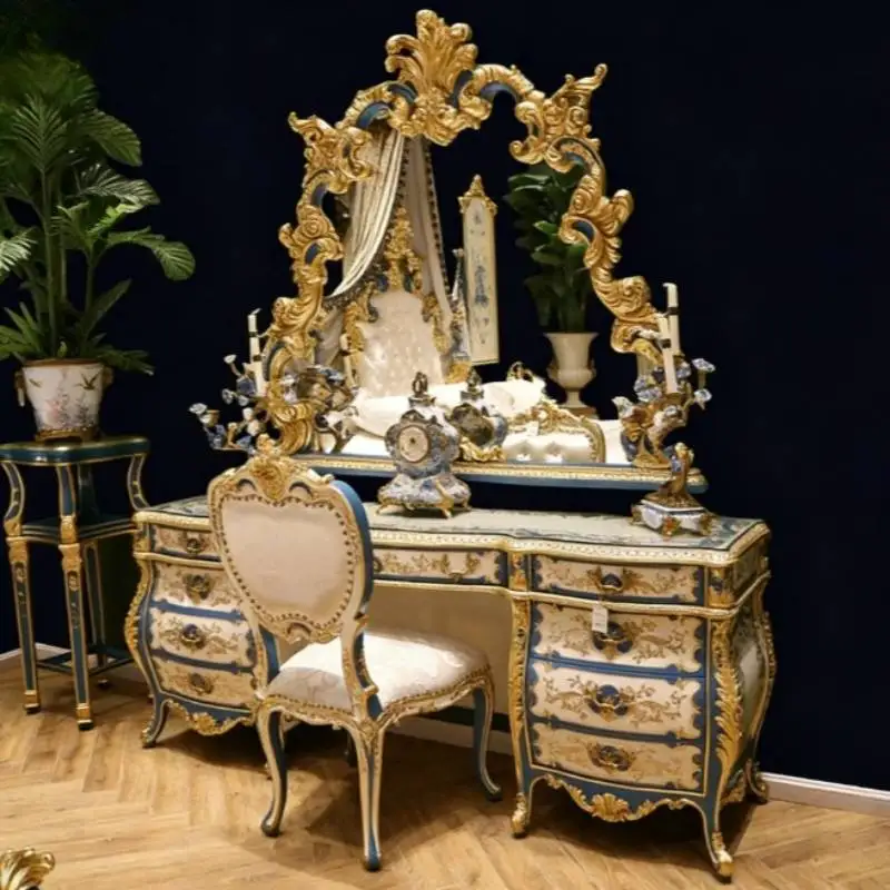 

Europe Storage Makeup Vanity Desk Decor Glossy Space Saving Makeup Vanity Desk Vintage Modern Kaptafel Furniture For Home