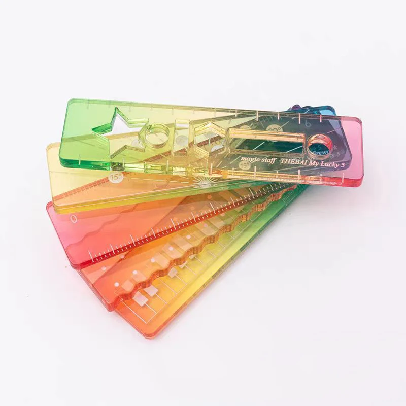 Picture 4: 5pcs Mini ruler, 5-in-1 pocket ruler, angle ruler, acrylic candy colors, wavy ruler