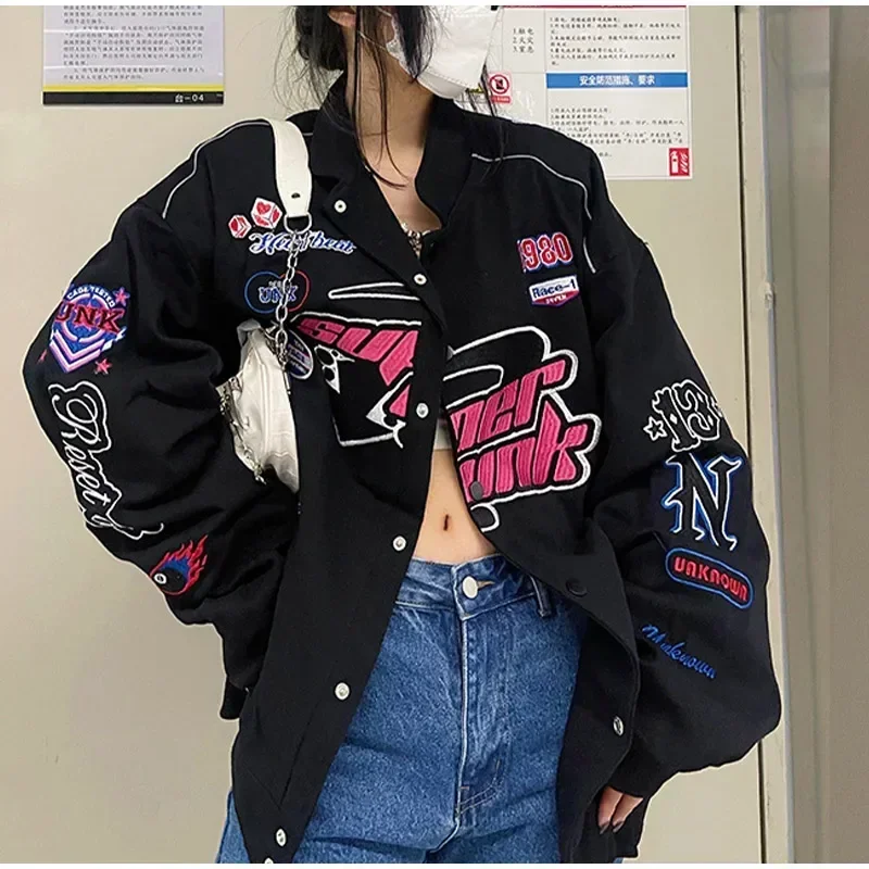 

Университетская куртка женская с принтом повседневная гоночная куртка на молнии с длинным рукавом пальто зимняя одежда винтажные женские куртки-бомберы с цветными блоками