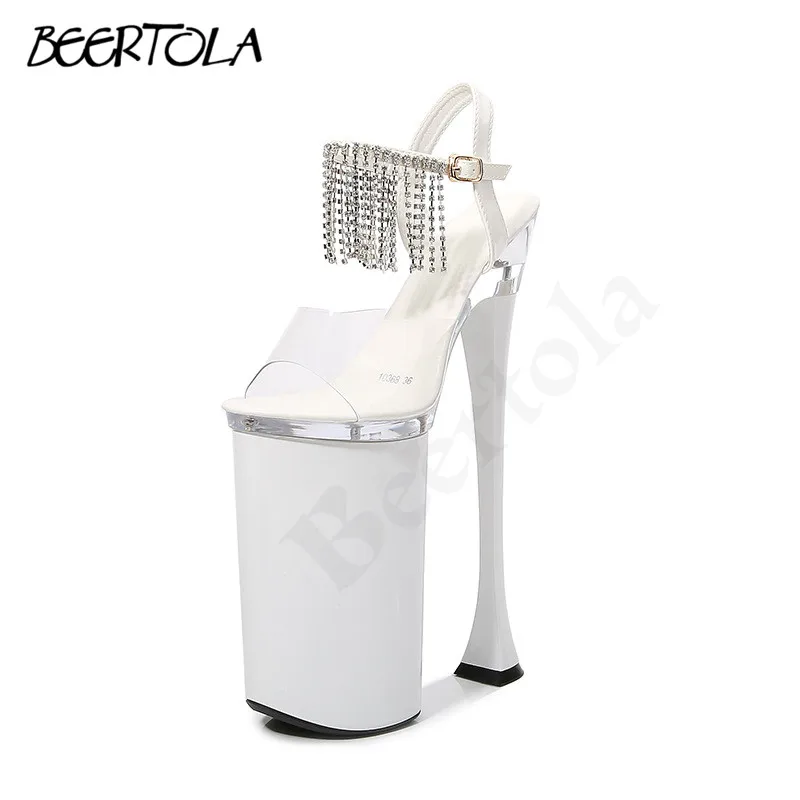 Women's Transparent Nightclub Super High Heels 26Cm Car Model Sandals Catwalk Stage Performance Exaggerated Dance Shoes