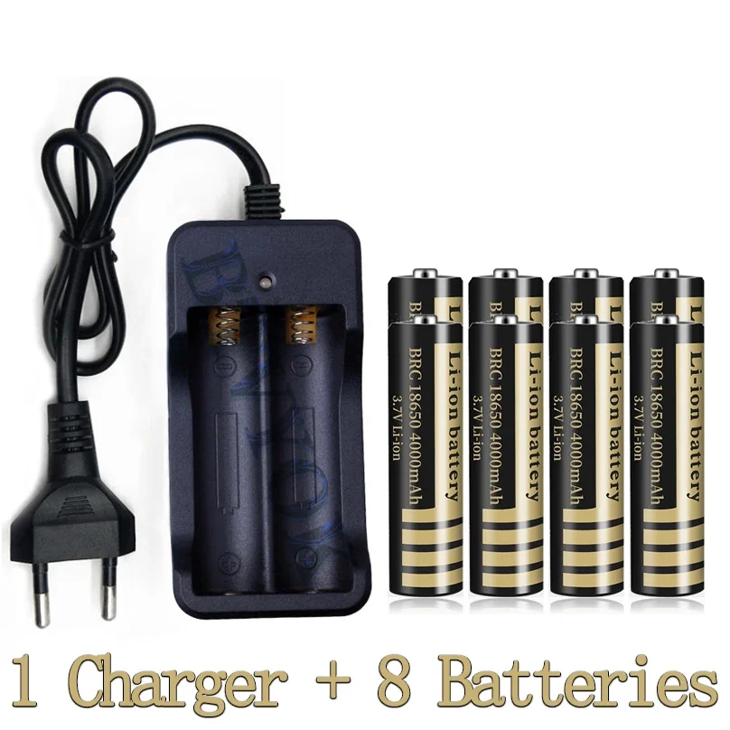 

BRC18650 4000mAh Capacity 3.7V Li-ion Rechargeable Battery For Flashlight Torch Battery+Charger