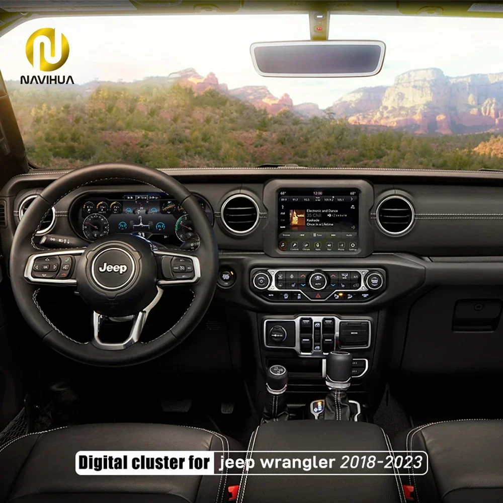 

Для Jeep Wrangler 2018-2023 ЖК-дисплей приборной панели автомобиля цифровой кластер авто спидометр Guage аксессуары система Linux авто инструмент