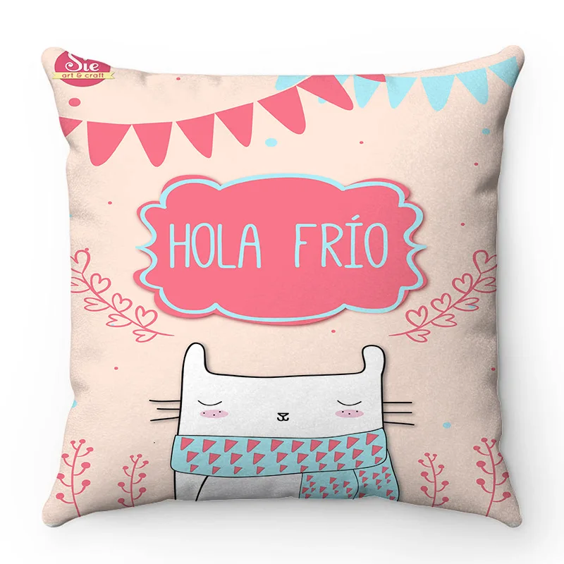 Cartoon Cat Pattern Collection Digital printing short plush pillow covers for car sofa office cushion cover home goods