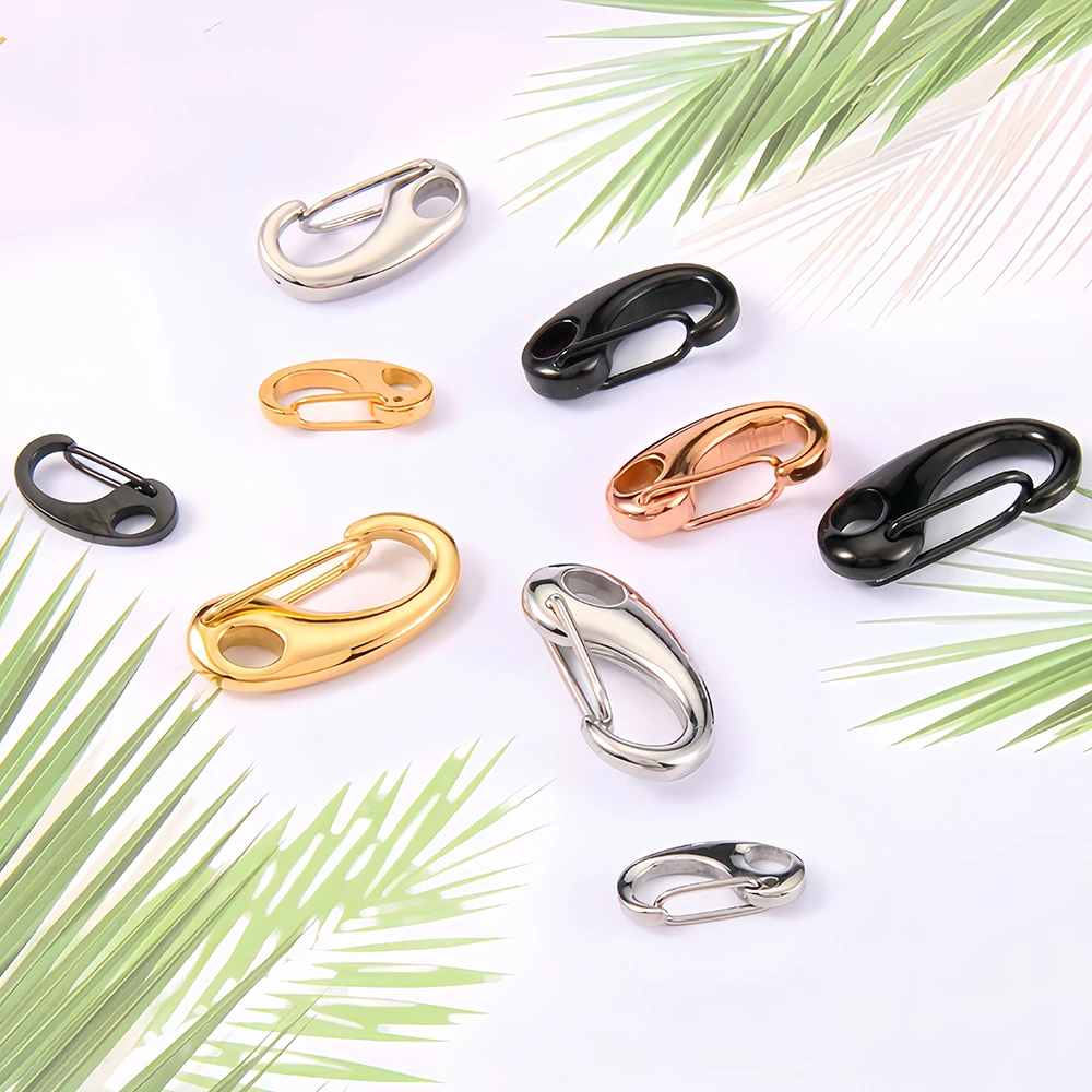 3 Stück Edelstahl-Hummer-Verschluss, Karabinerhaken, D-förmige Schlüsselanhänger-Verbindungsstücke für Armbänder, Halsketten, Ketten, DIY-Schmuckherstellung – Detail 4