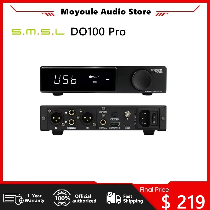 

SMSL DO100 Pro Hi-Res MQA DAC Dual ES9039Q2M Decoder Bluetooth5.1 DSD512 OPA1612 HDMI-ARC High End Digital DAC For PS5 DO100pro