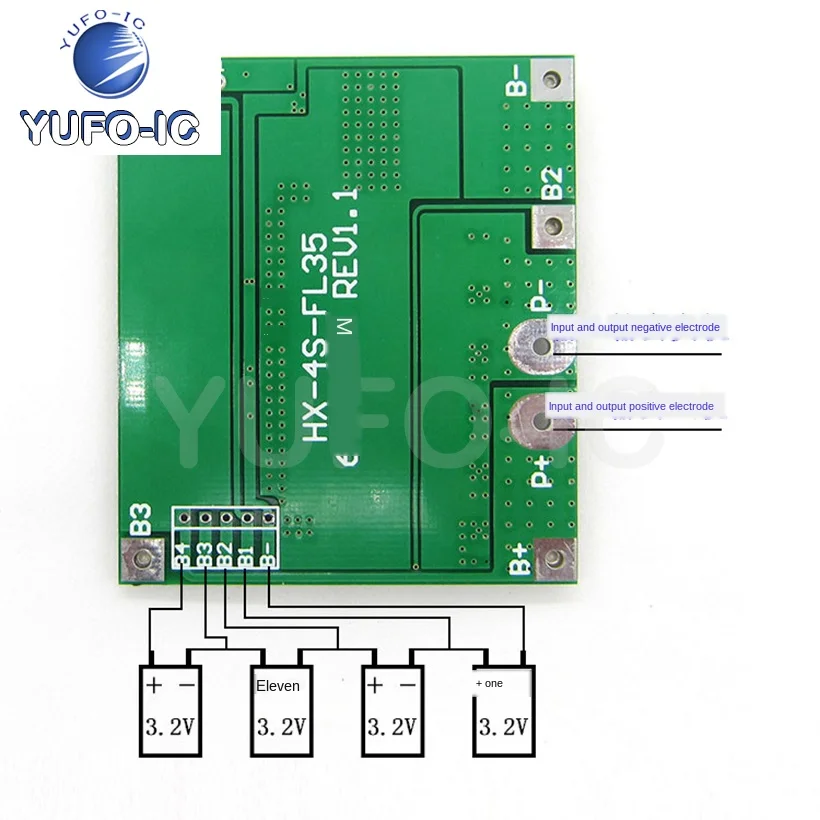 1PCS 4 String 12.8V Lithium Iron Phosphate Battery Protection Board 6/30/50/100A Current Four Strings Balanced Inverter