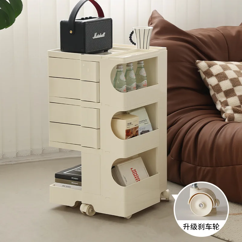 Factory Nordic Storage Rotary Cabinet Creative Cart Storage Nightstand Multicolor Movable Storage Cabinet
