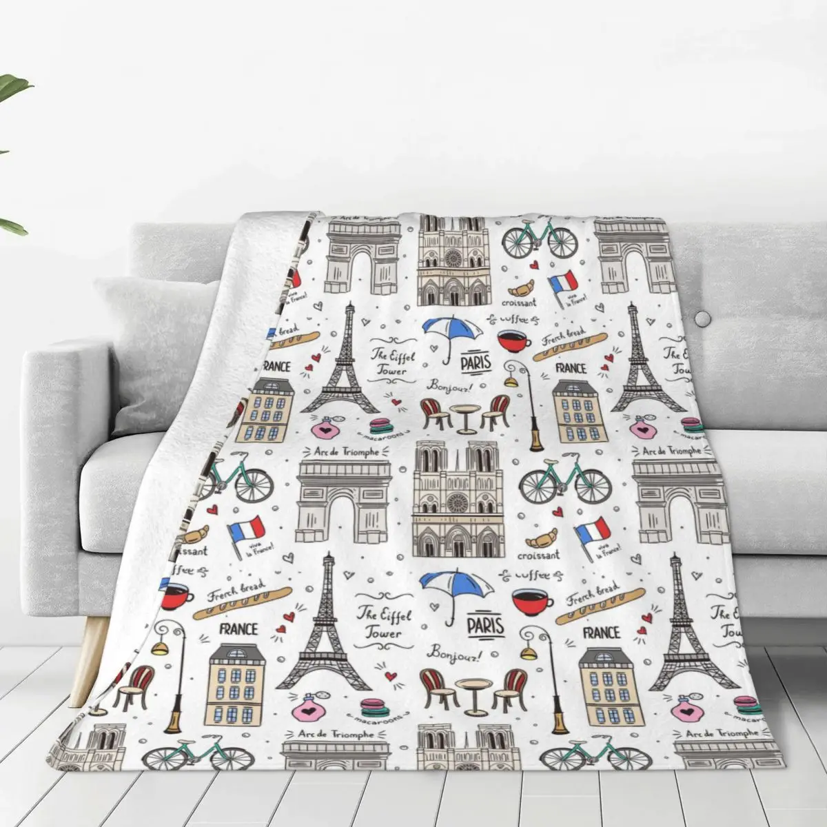 Paris Pattern Colors Blankets Soft Warm Flannel Throw Blanket Bedspread for Bed Living room Picnic Travel Home Sofa