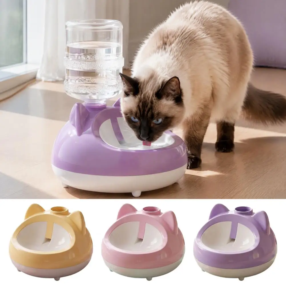 Silent Pet Water Fountain Automatic Cat Water Dispenser with Bottle Adapter Cute Cat Ear Design Pet Water Feeder for Small