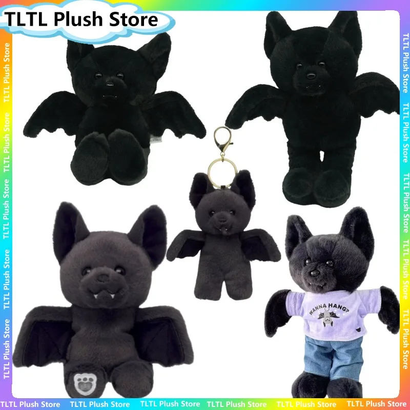 Image of Halloween Schwarze Fledermaus Plüschtier Bär Weiche Flauschige Puppe Niedliches Tier Stofftier Heimdekoration Geburtstag Halloween Weihnachten Feiertagsgeschenk