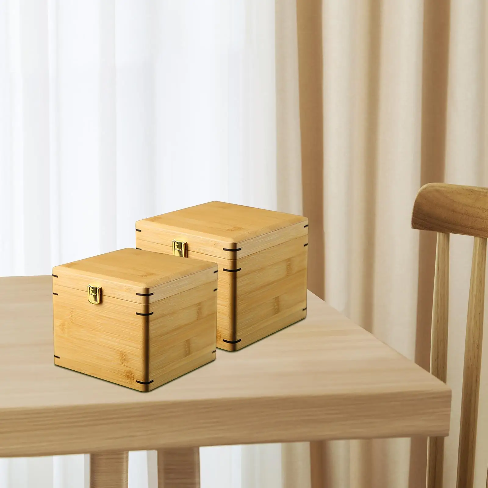 Wooden Storage Box,Bamboo Decorative Storage Box,Natural with Metal Buckle Wood