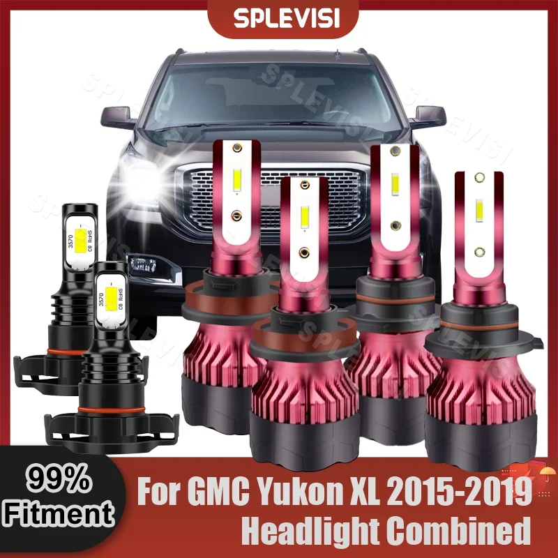 Car Lights Xenon White Hi Beam 9005 Low Beam H11 Fog Lamp H16 Replace Combination For GMC Yukon XL 2015 2016 2017 2018 2019