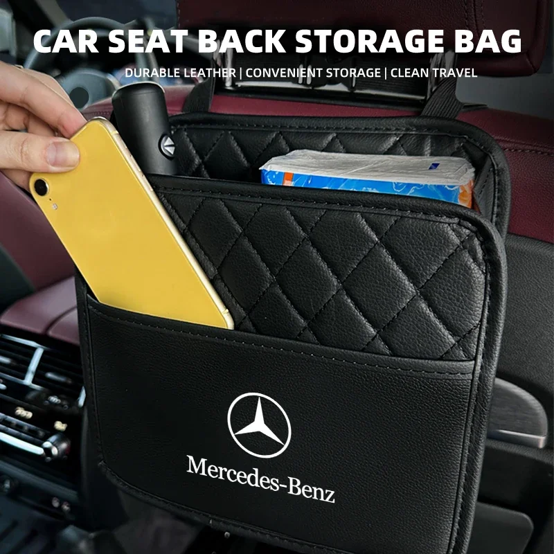 1PC Car Back Seat Storage Bag Multifunctional Hanging Organizer Stowing Tidying Accessorie for Mercedes Benz AMG GLC CLA GLA GLB