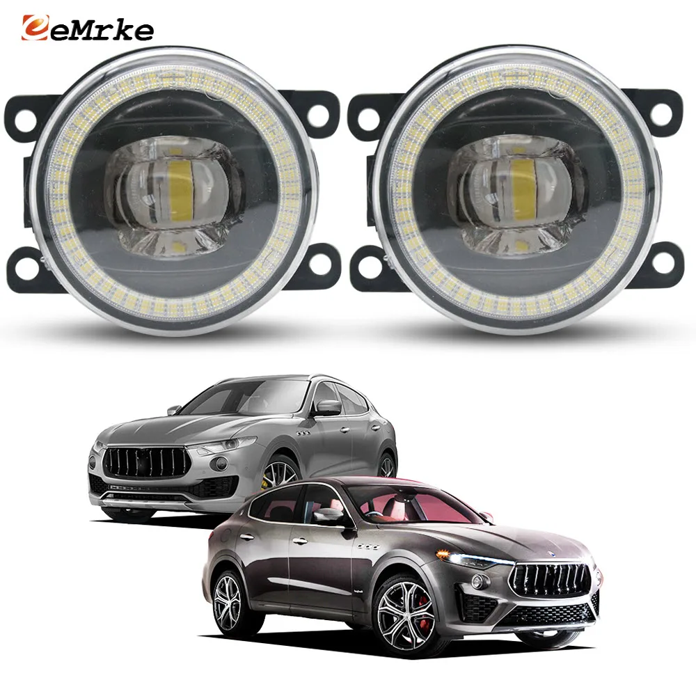 Pair LED Fog Lights with Lens for Maserati Levante/ Levante GTS 2017-2021 Angel Eyes DRL Car PTF Daytime Running Driving Lamp