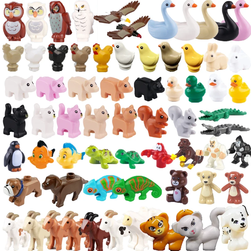 MOC Building Blocks Mini Bricks City Animal Zoo Fram Owl Goat Swan Pig Tortoise Rabbit Chicken Duck Accessories DIY Toys Gifts