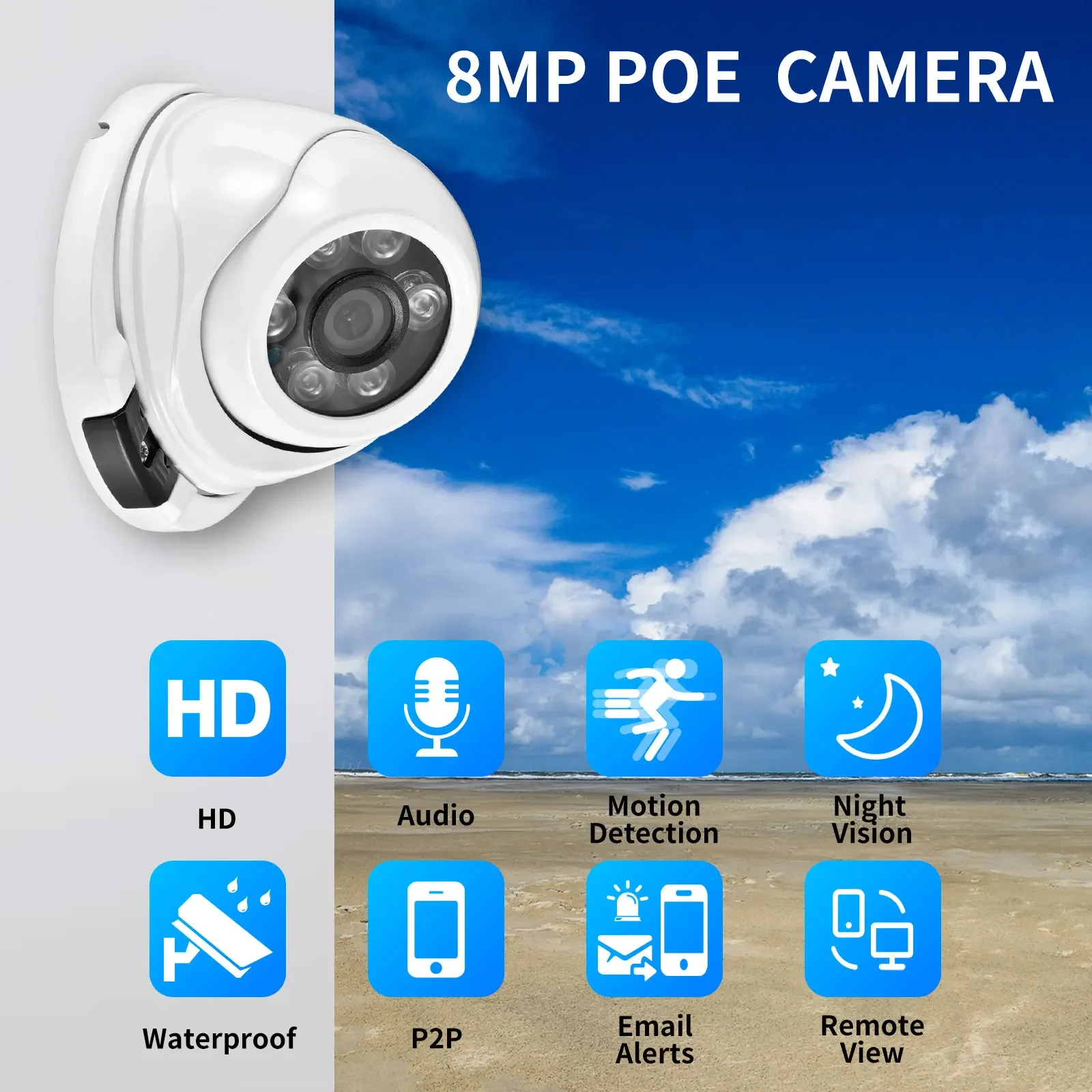 8MP 4K IP Camera SONY IMX415 POE CCTV Security Cameras H.265 Outdoor Audio Night Vision Video Surveillance For Nvr System